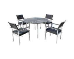 שולחן לגינה דגם קיאנו קוטר 1.20 + 4 כסאות