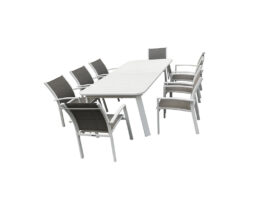 שולחן דגם סנטוריני + 6 כסאות